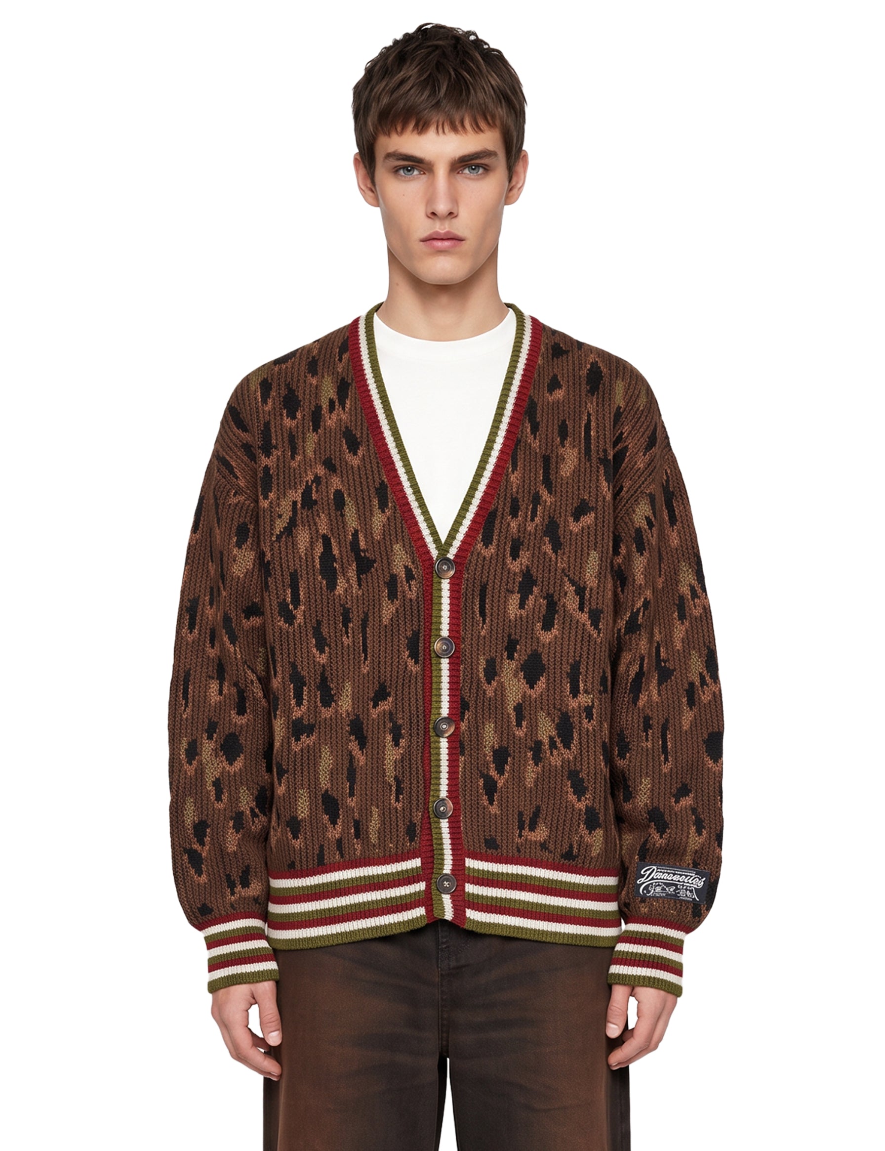 Cardigan in maglia con motivo all-over multicolor 