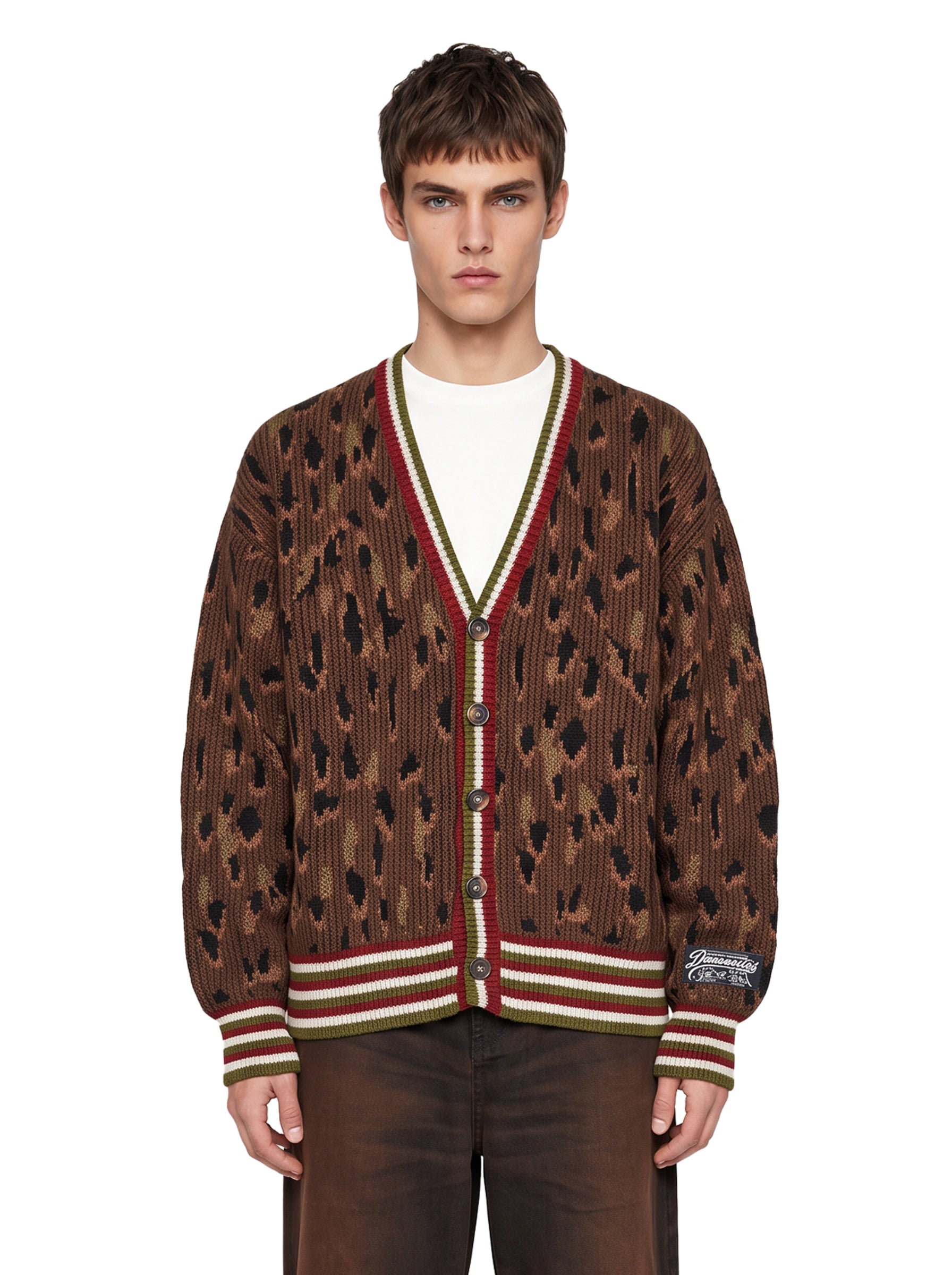 Cardigan in maglia con motivo all-over multicolor 