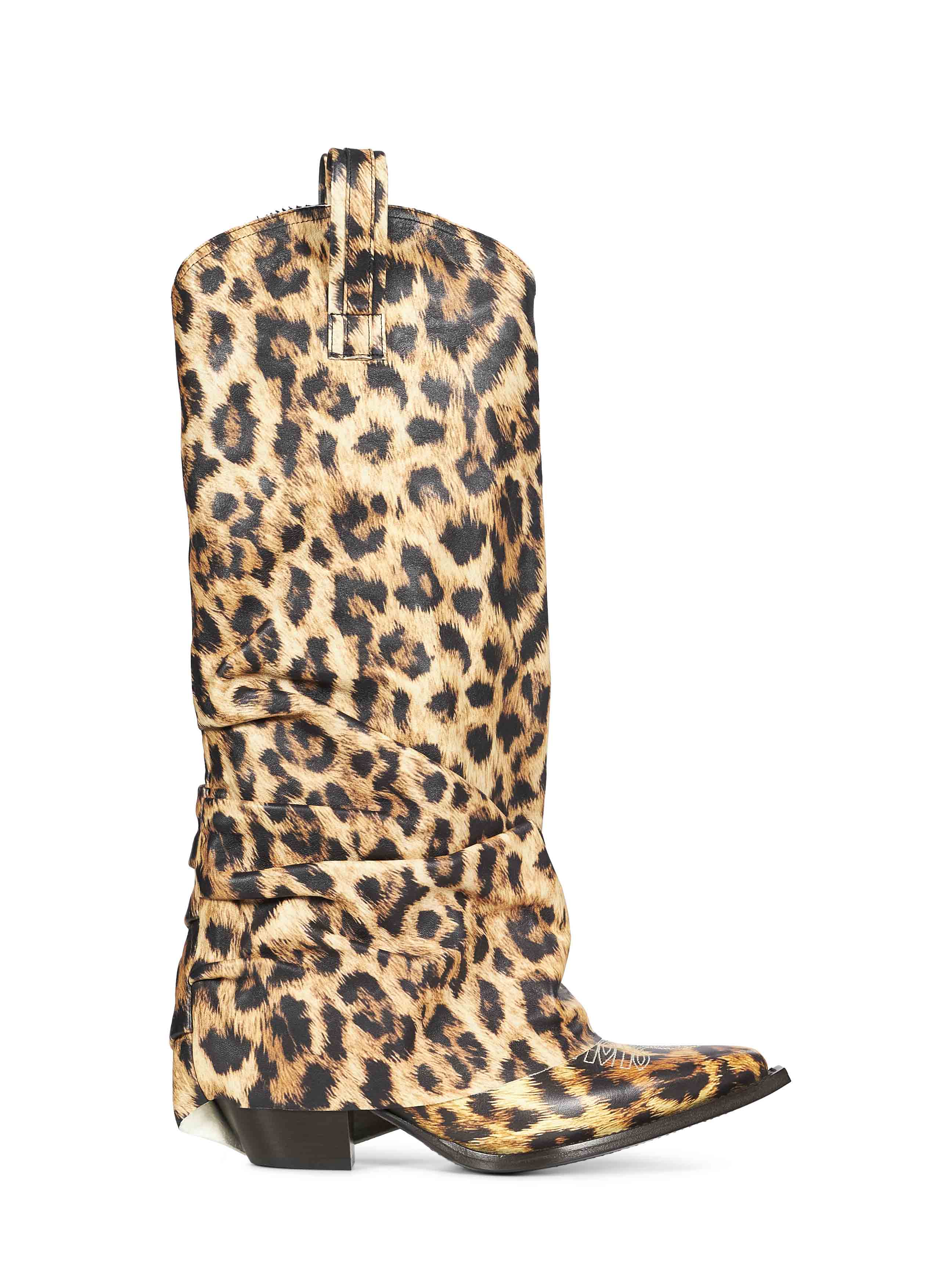 Stivali da cowboy leopardate in marrone 