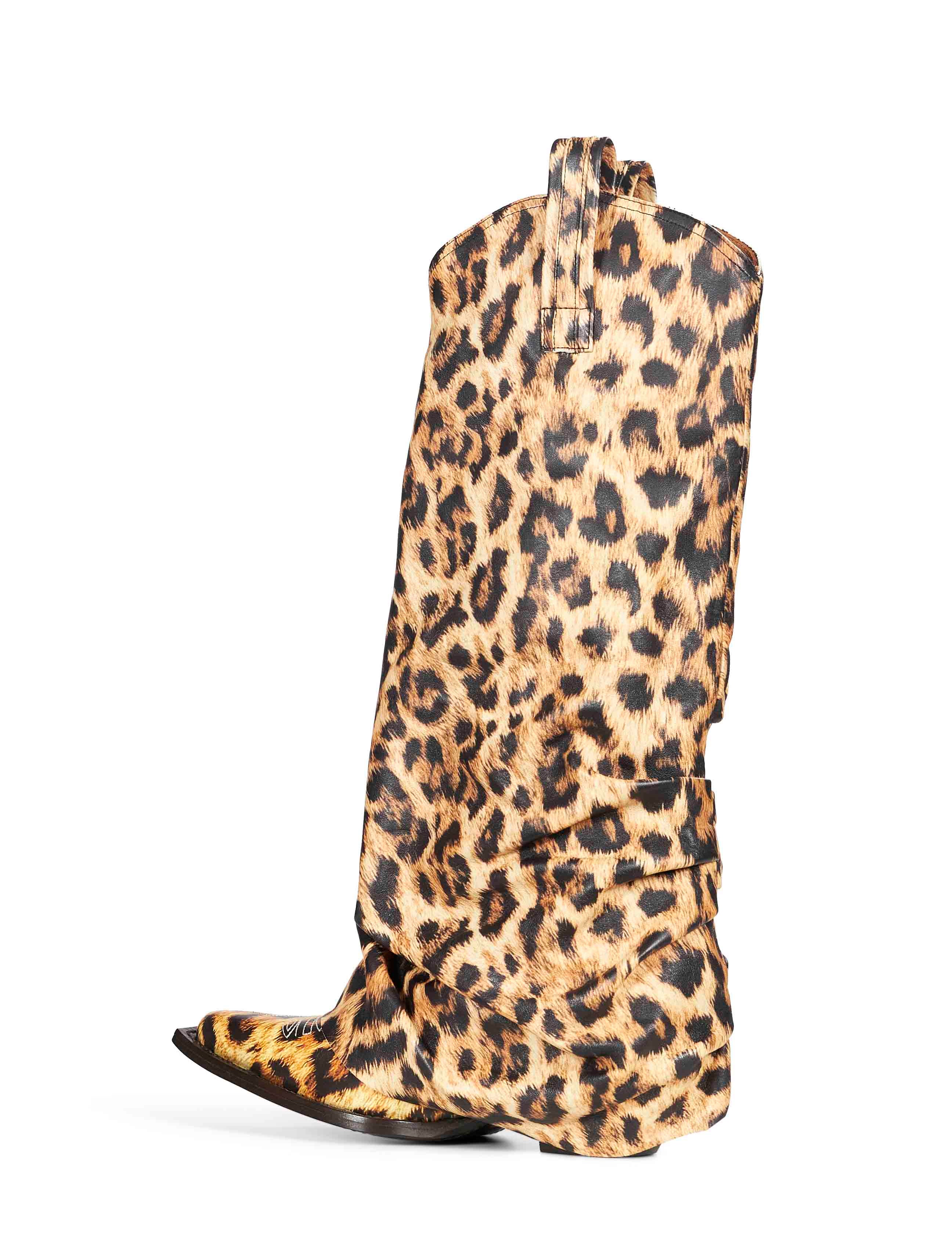 Stivali da cowboy leopardate in marrone 