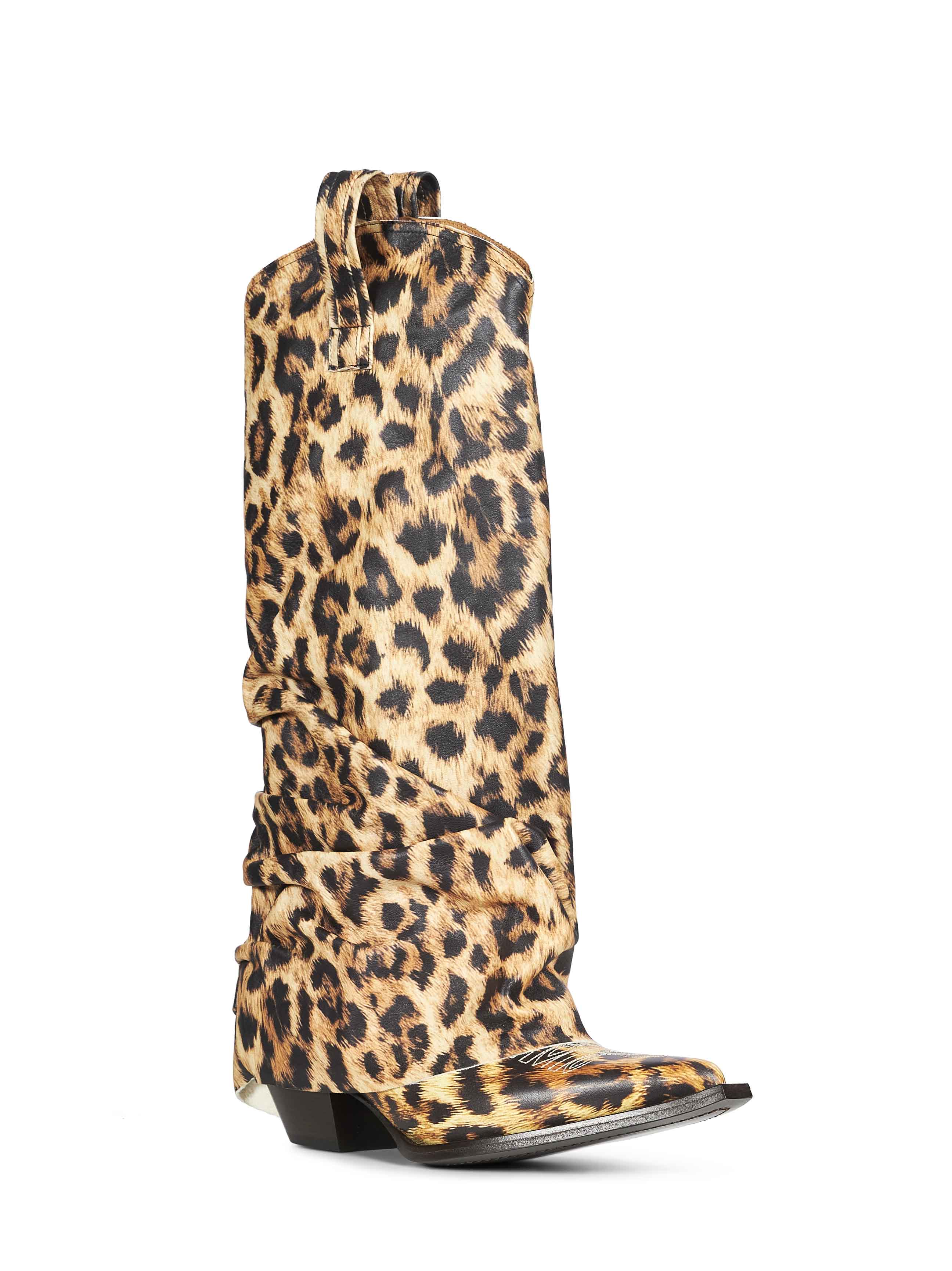 Stivali da cowboy leopardate in marrone 