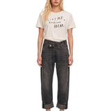 Jeans Leyton con design crossover in nero 