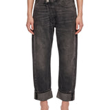 Jeans Leyton con design crossover in nero 