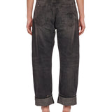 Jeans Leyton con design crossover in nero 