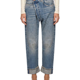 Jeans asimmetrico in blu 