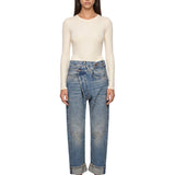 Jeans asimmetrico in blu 