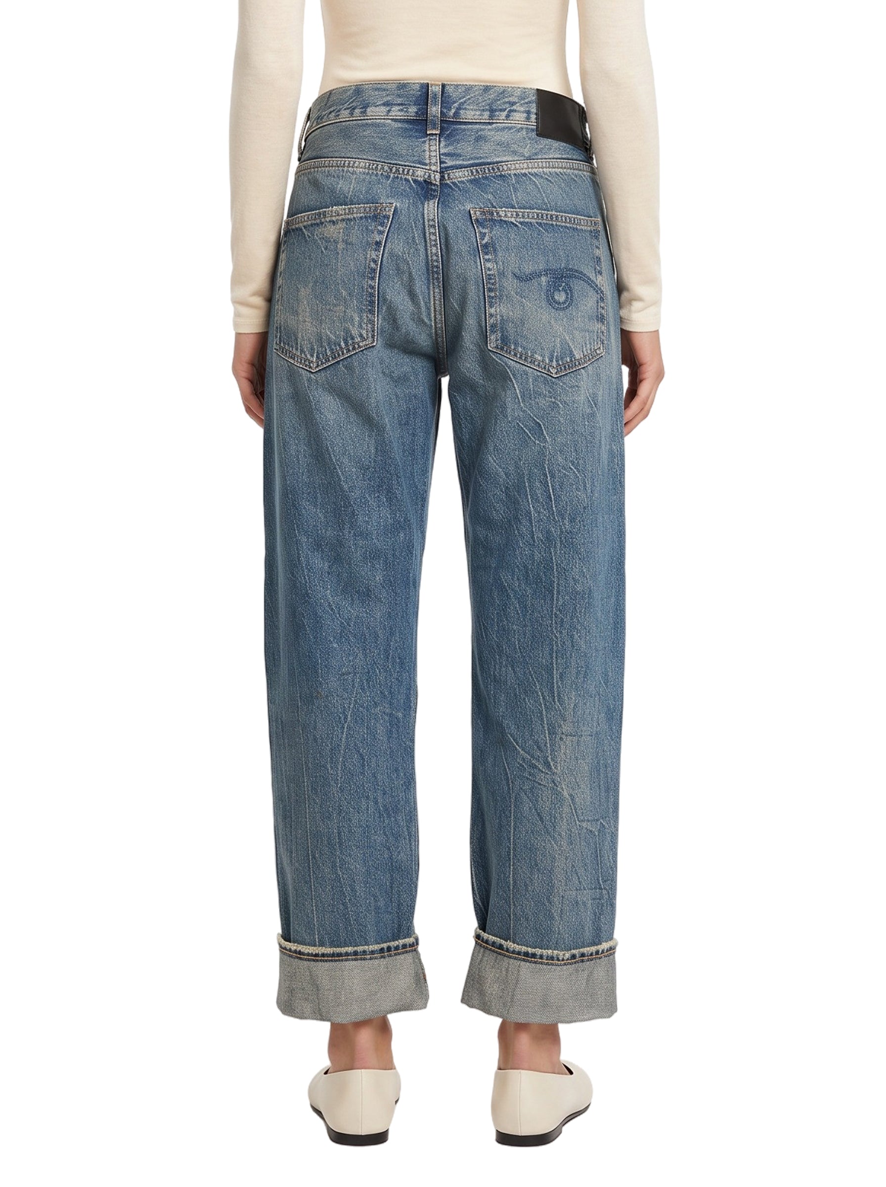 Jeans asimmetrico in blu 