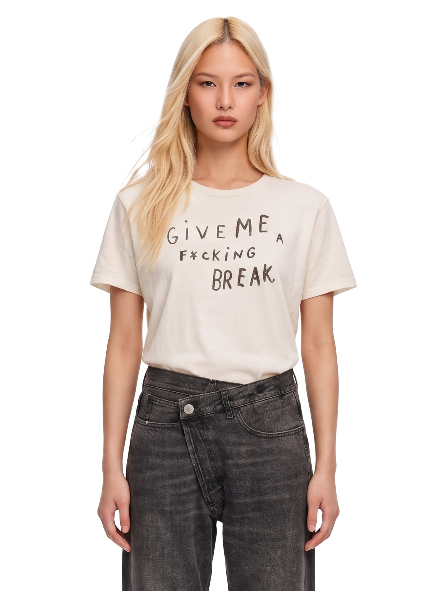 T-shirt "Give me a break" in avorio 