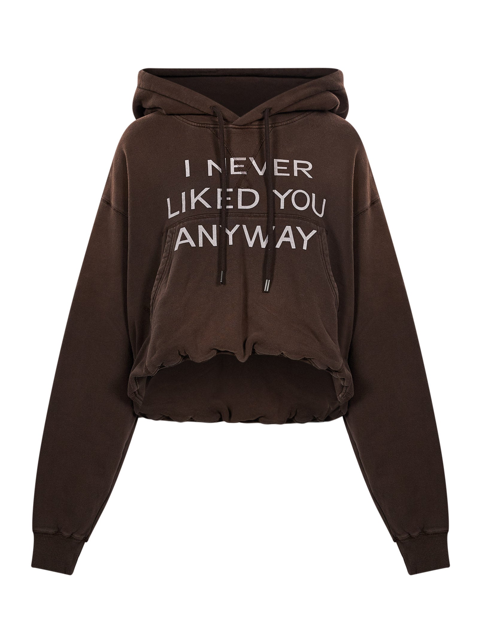 Felpa "I never liked you anyway" in marrone 