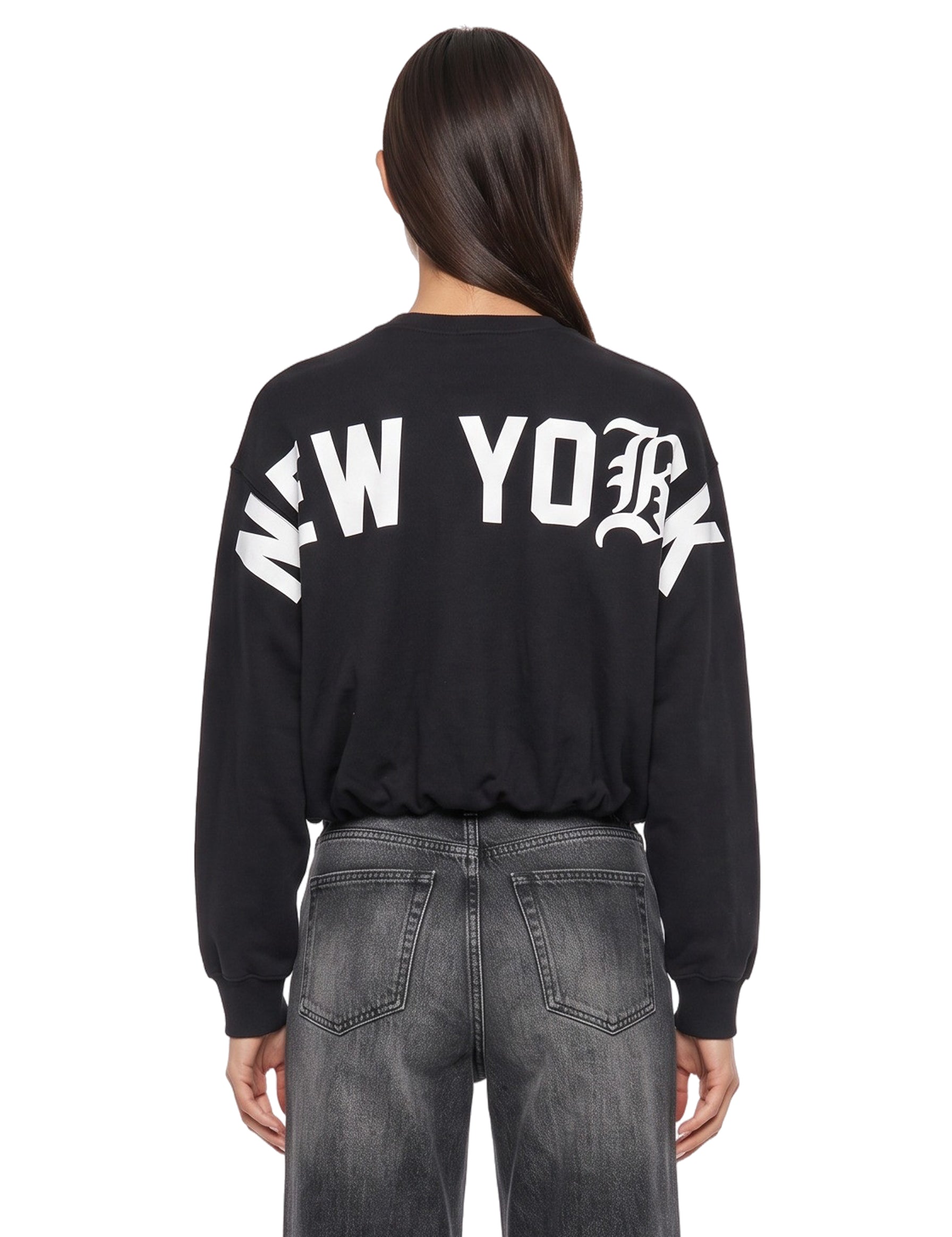 Felpa girocollo New York 13 in nero 