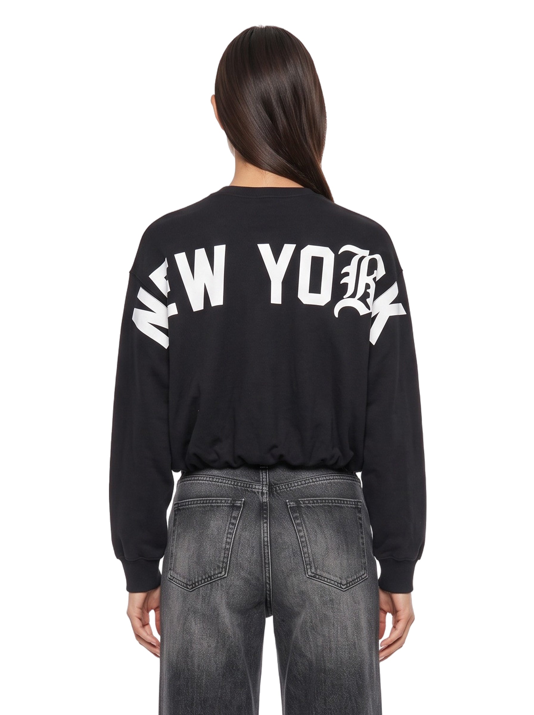 Felpa girocollo New York 13 in nero 