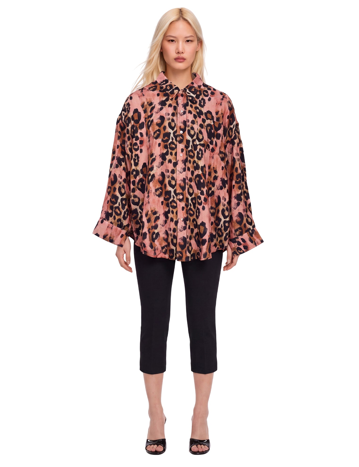 Camica stampa animalier in rosa 