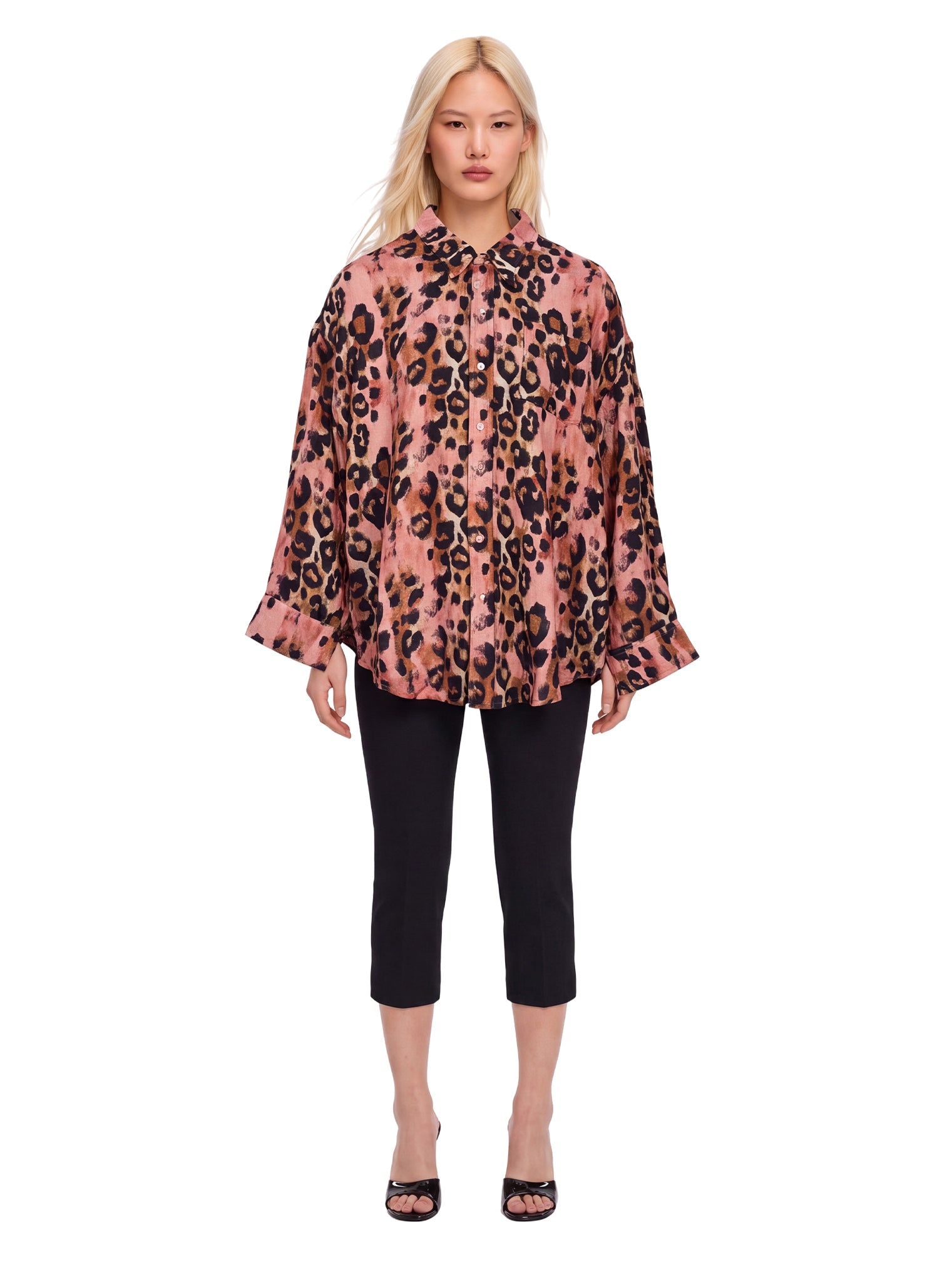 Camica stampa animalier in rosa 