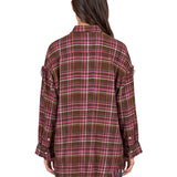 Camicia con cuciture sfrangiate multicolor 