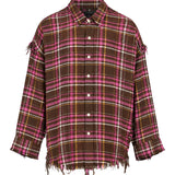 Camicia con cuciture sfrangiate multicolor 