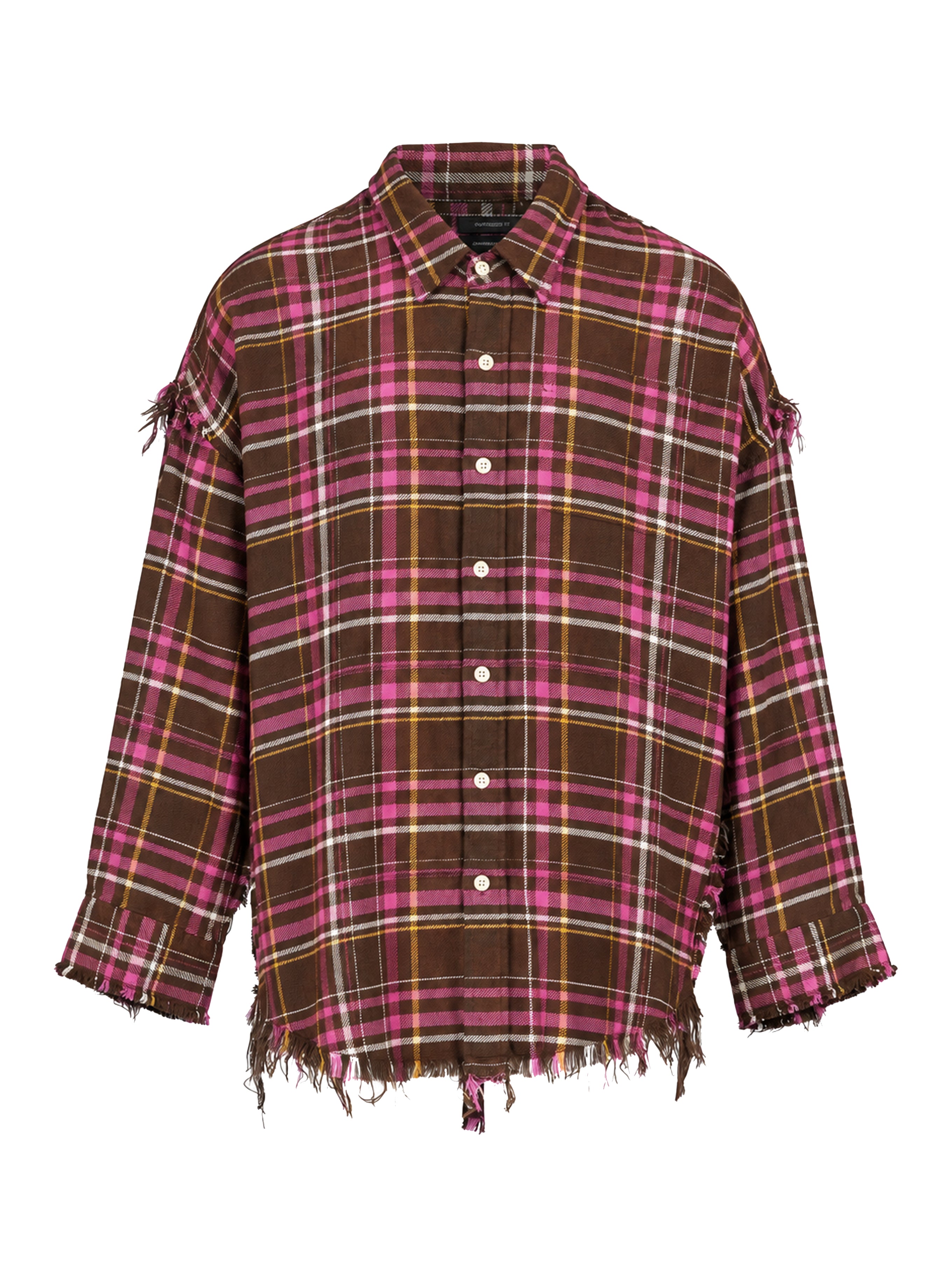 Camicia con cuciture sfrangiate multicolor 