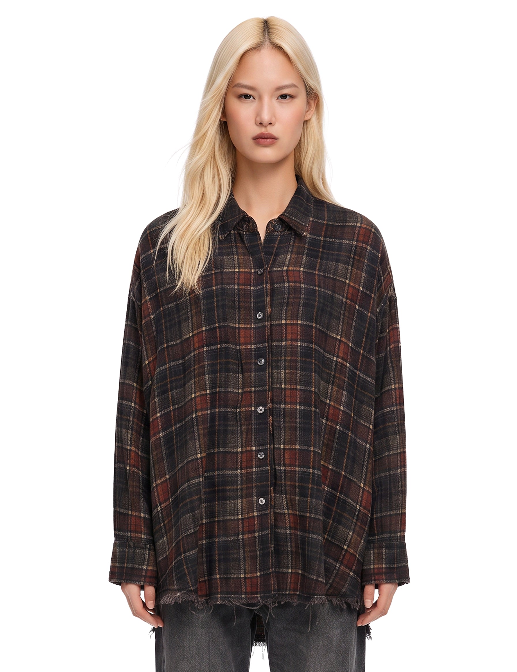Camicia reversibile a quadri multicolor 