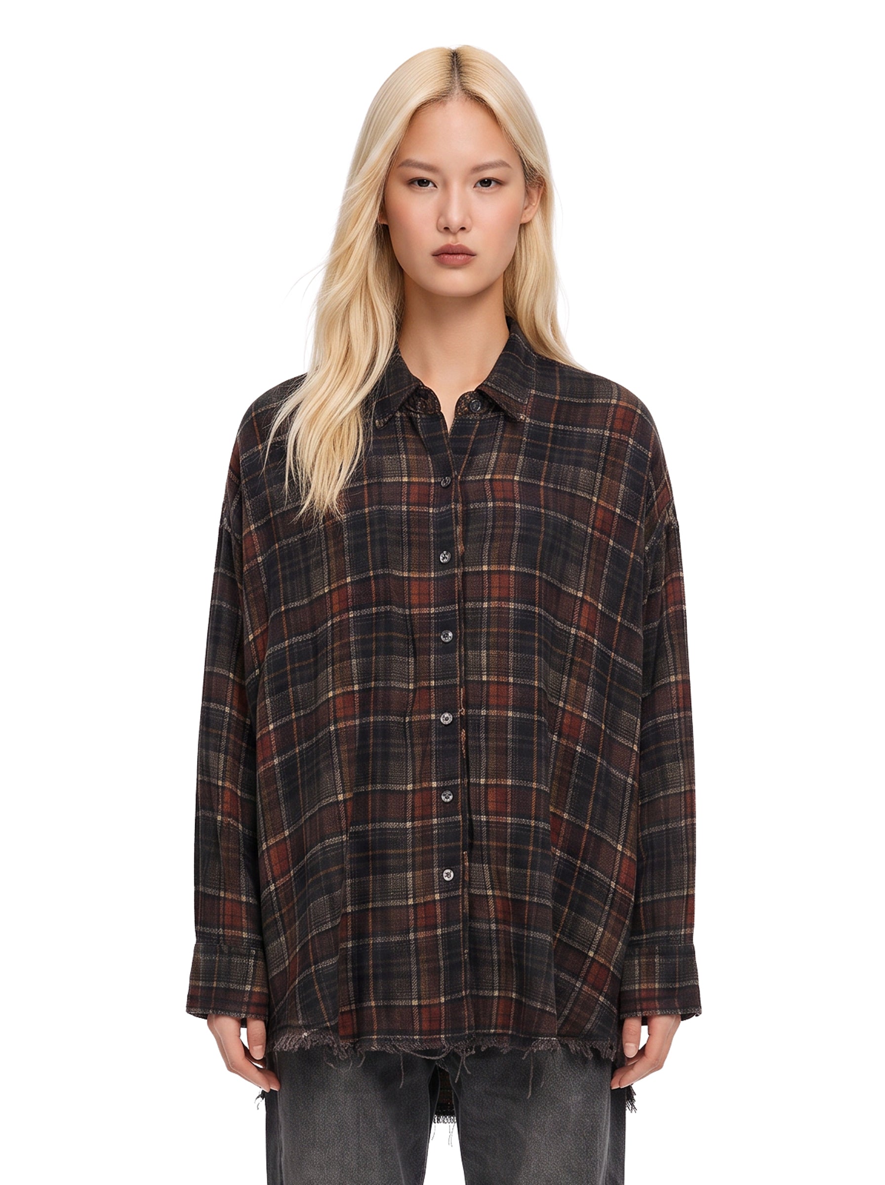 Camicia reversibile a quadri multicolor 
