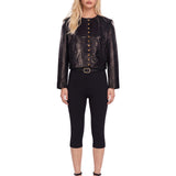 Giacca cropped in pelle in nero 