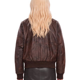 Bomber Boyfriend in pelle in marrone 