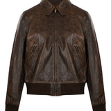 Bomber Boyfriend in pelle in marrone 