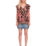 Abito smanicato in maglia multicolor 