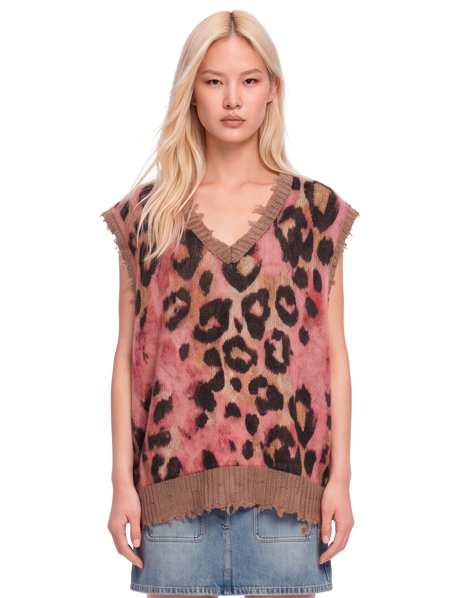 Abito smanicato in maglia multicolor 