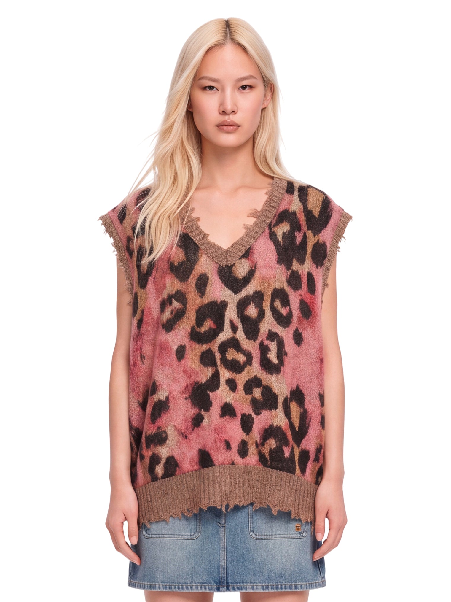 Abito smanicato in maglia multicolor 