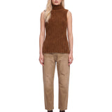Top a collo alto in marrone 