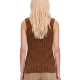Top a collo alto in marrone 