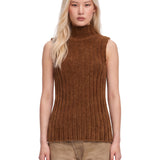Top a collo alto in marrone 