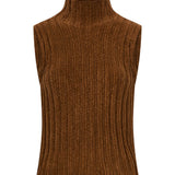 Top a collo alto in marrone 