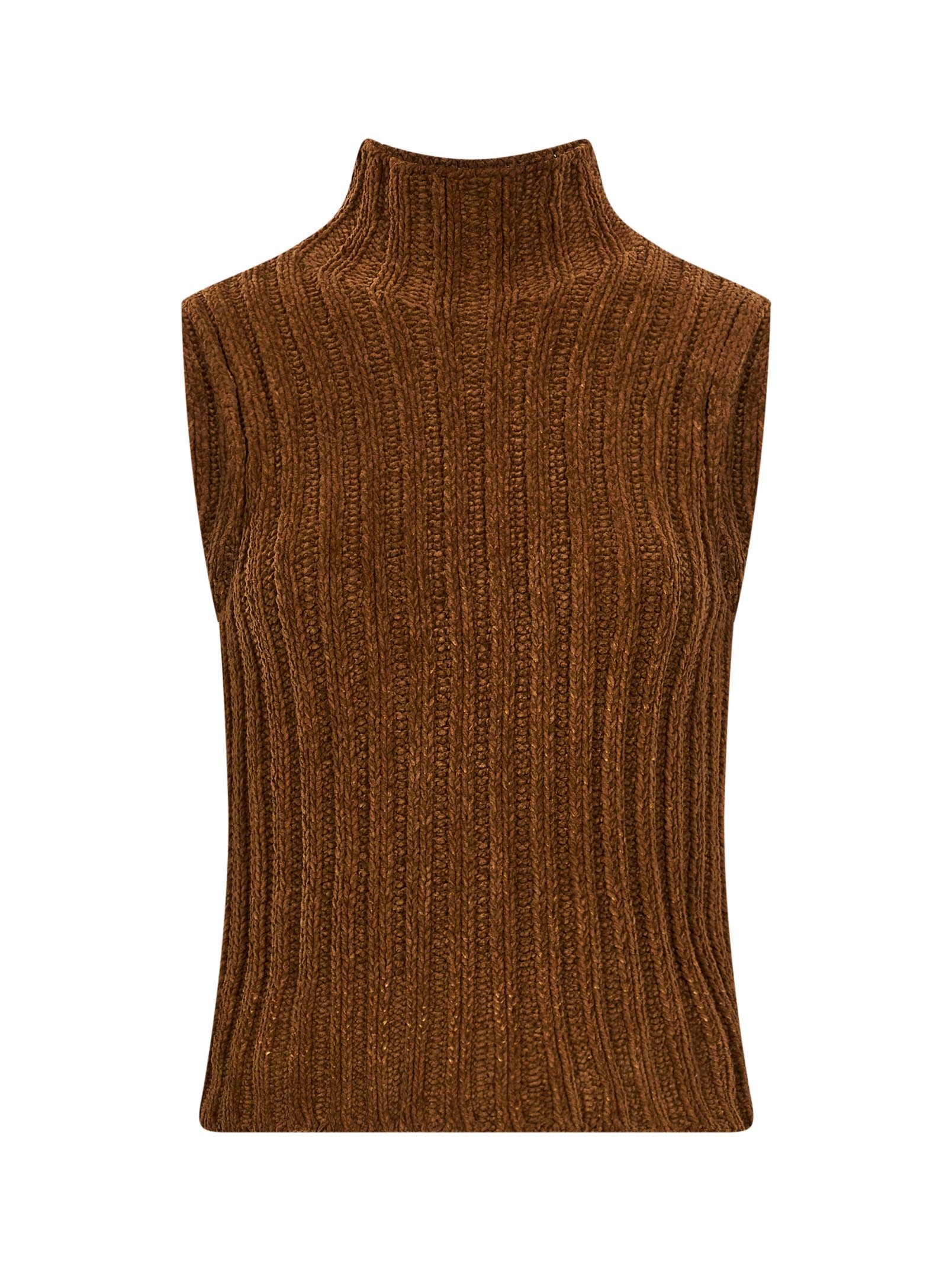 Top a collo alto in marrone 