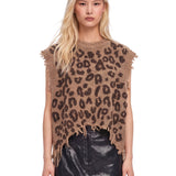 Gilet stampa animalier in marrone 