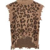Gilet stampa animalier in marrone 