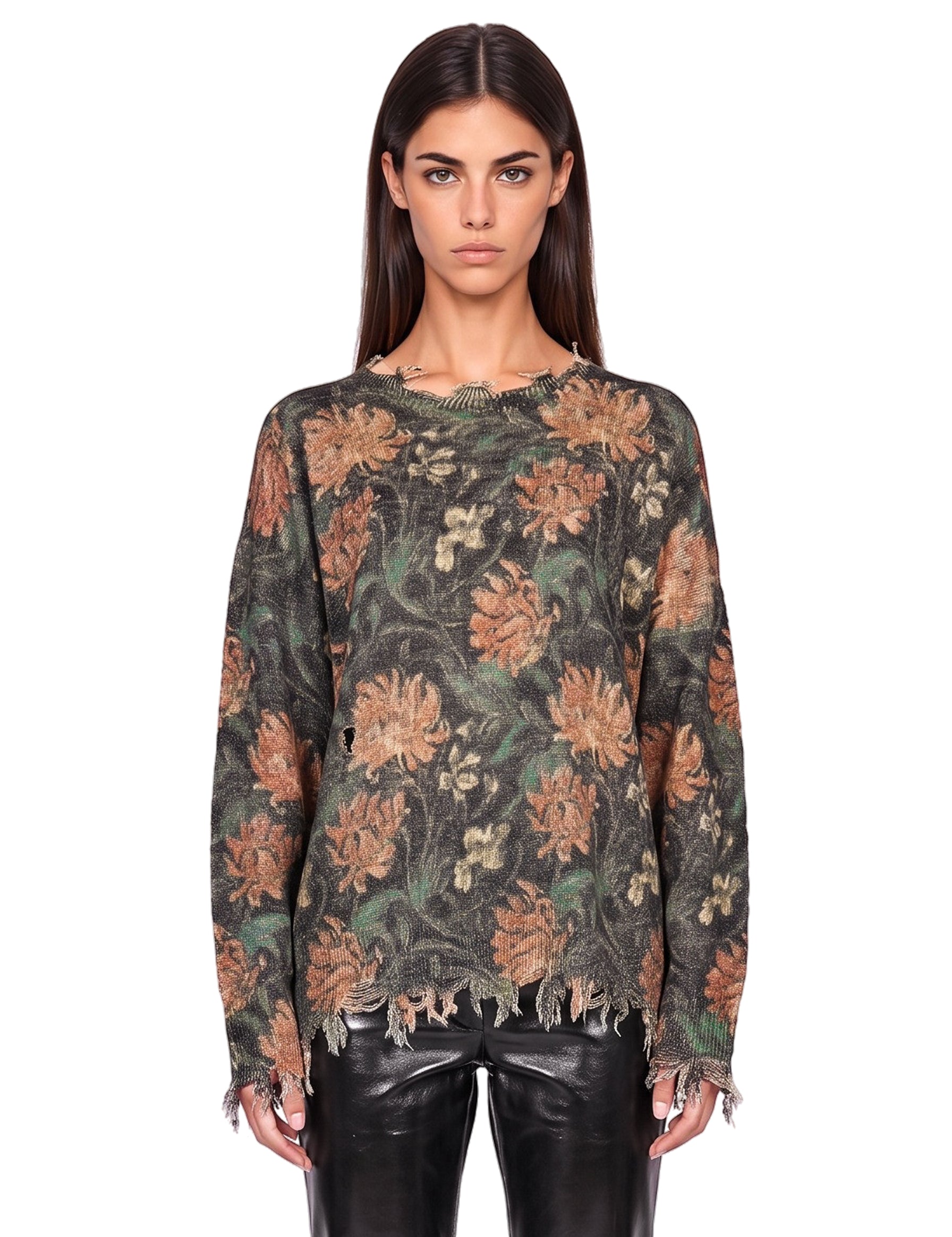 Maglione sfrangiato multicolor 