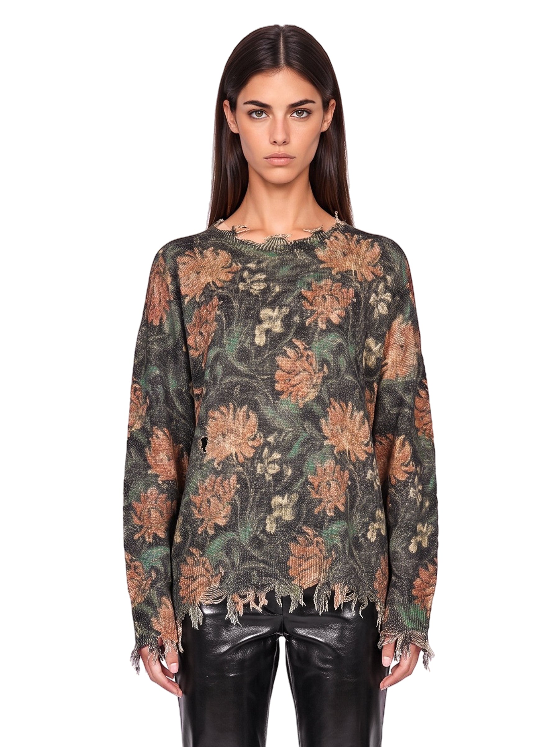 Maglione sfrangiato multicolor 