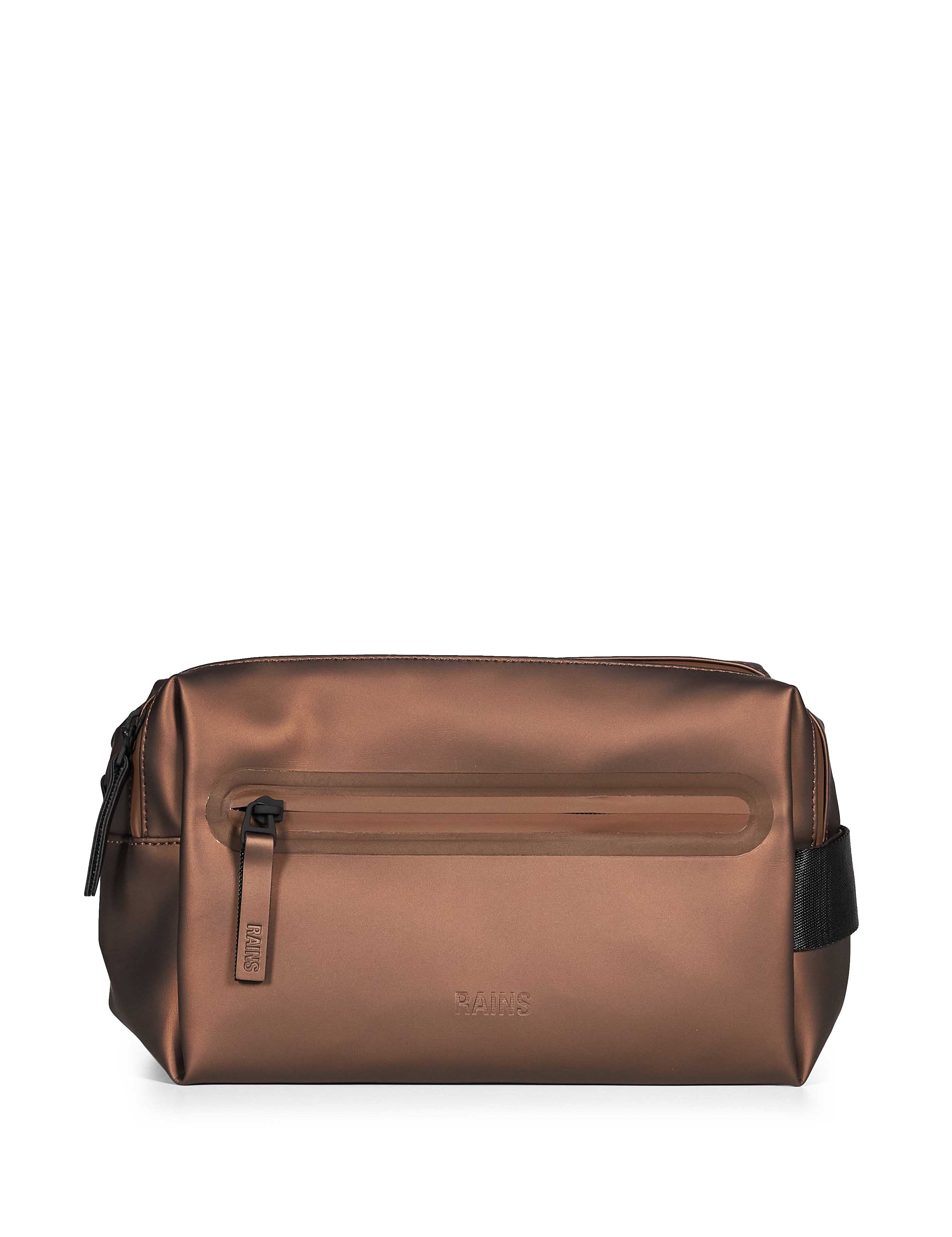 Trousse con doppia zip in marrone 