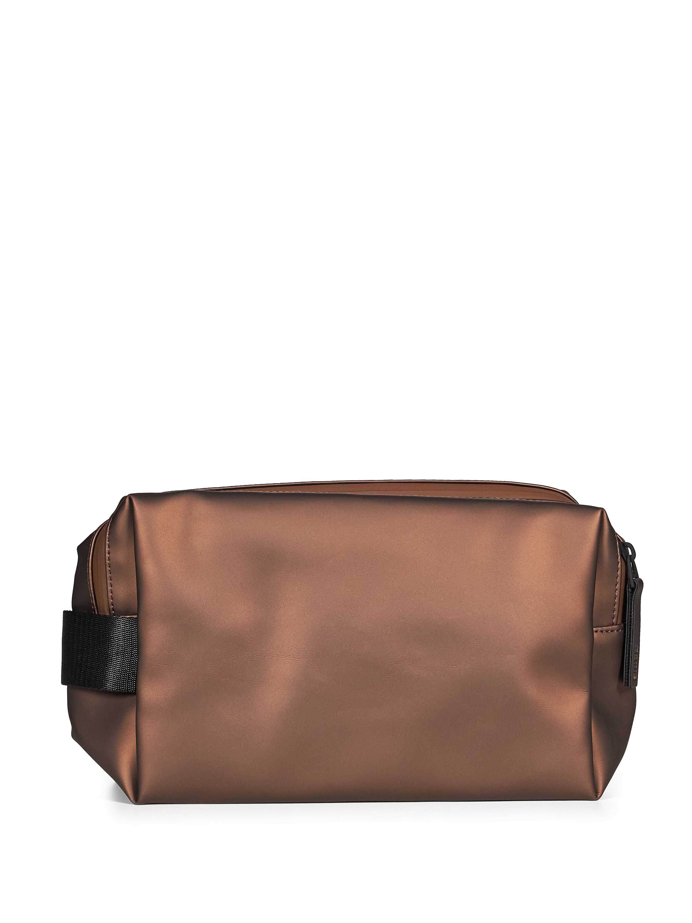 Trousse con doppia zip in marrone 