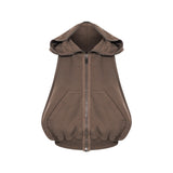 Top Cyclops con cappuccio in marrone 