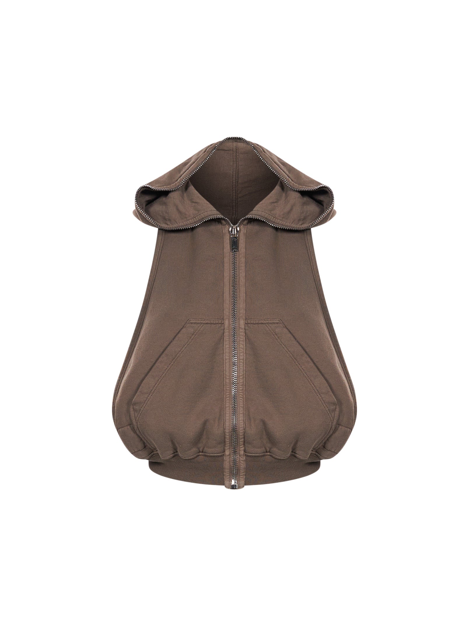 Top Cyclops con cappuccio in marrone 