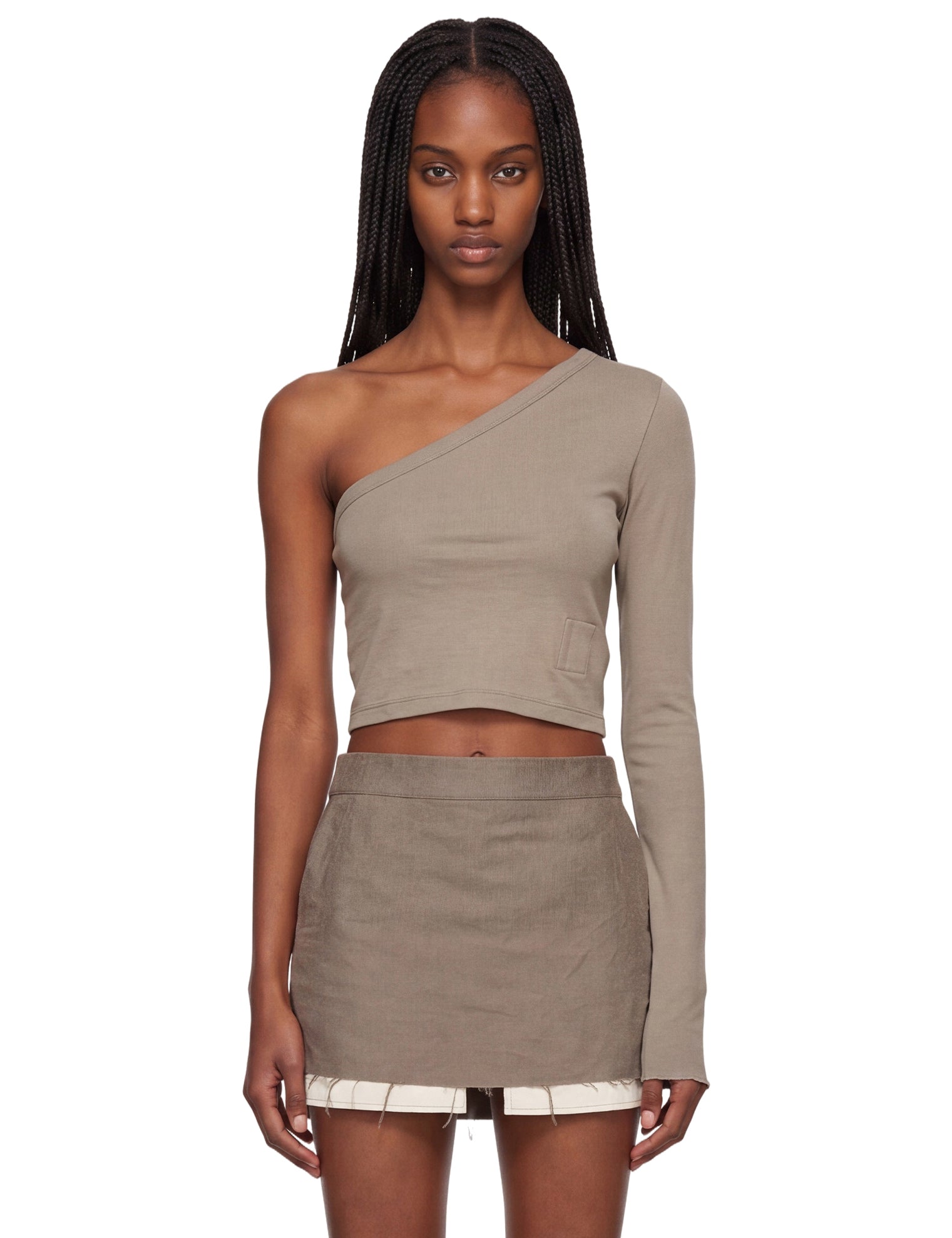 Top monospalla Ziggy in grigio 