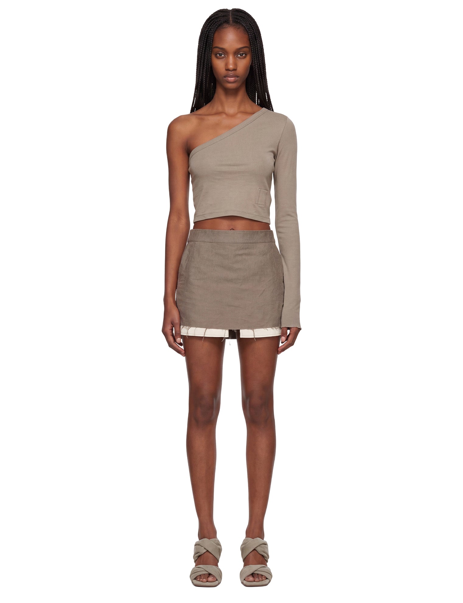 Top monospalla Ziggy in grigio 