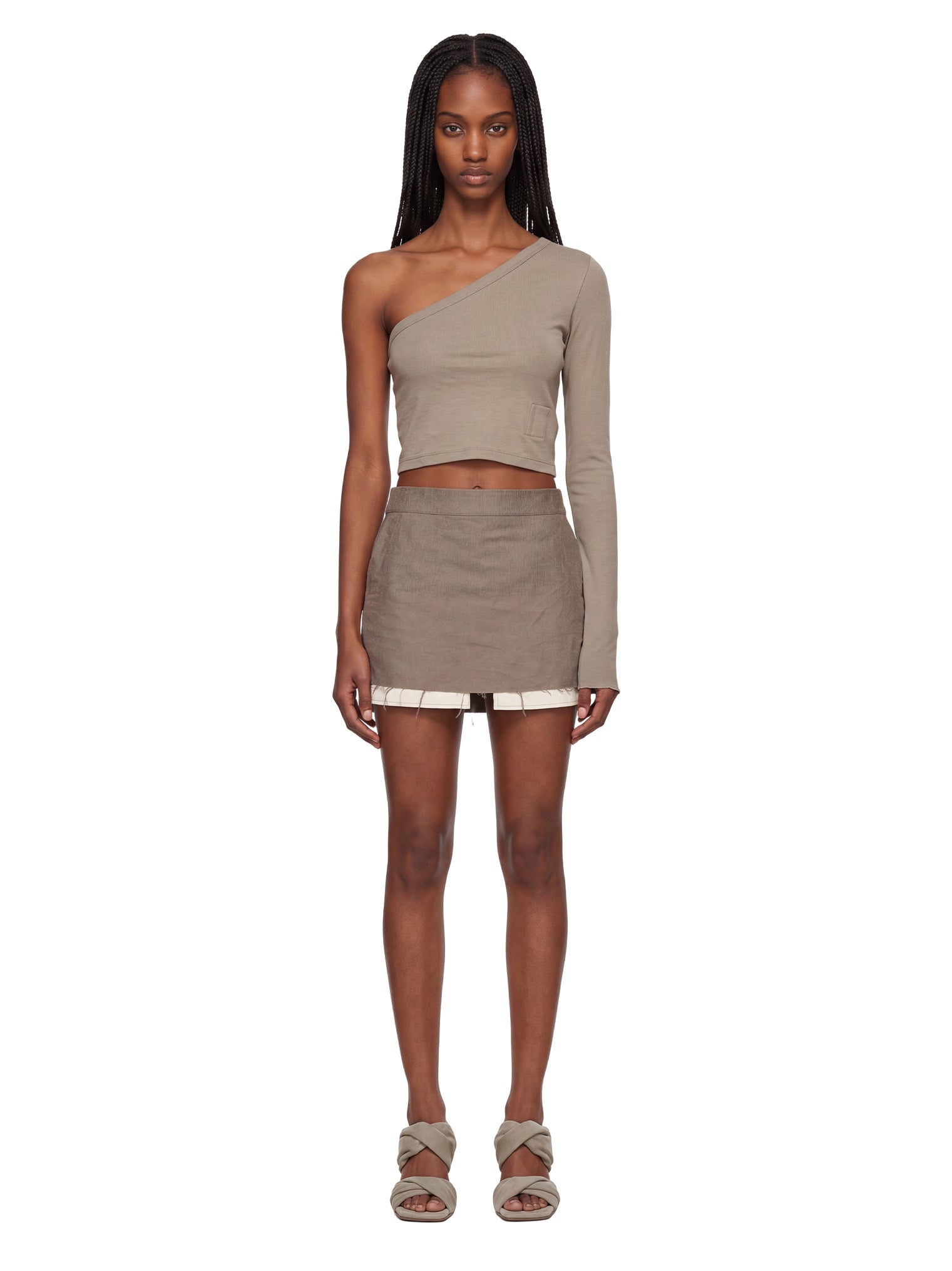 Top monospalla Ziggy in grigio 
