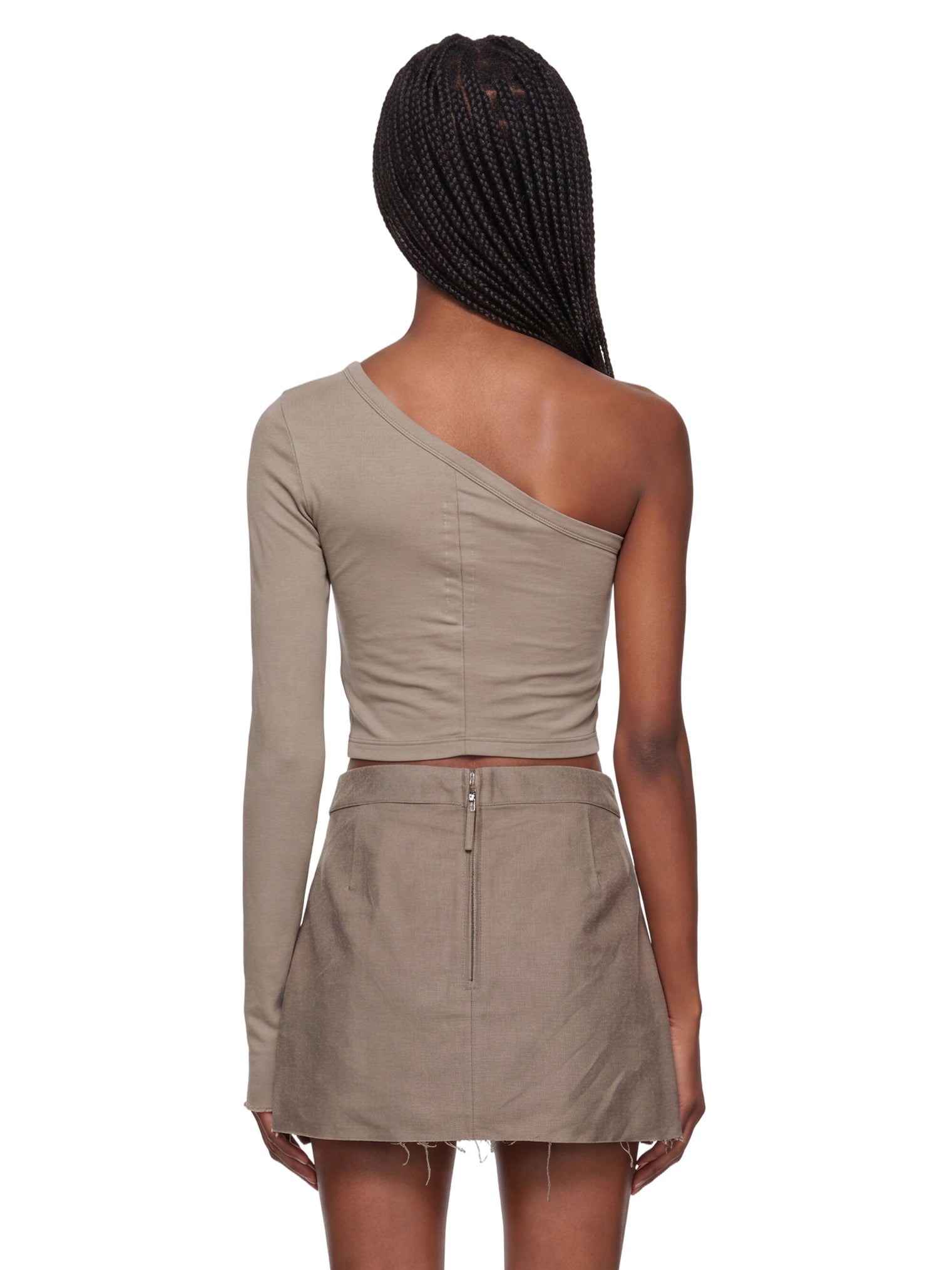 Top monospalla Ziggy in grigio 
