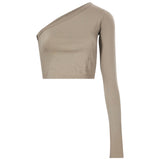 Top monospalla Ziggy in grigio 