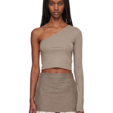 Top monospalla Ziggy in grigio 