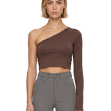 T-shirt monospalla Ziggy in marrone 