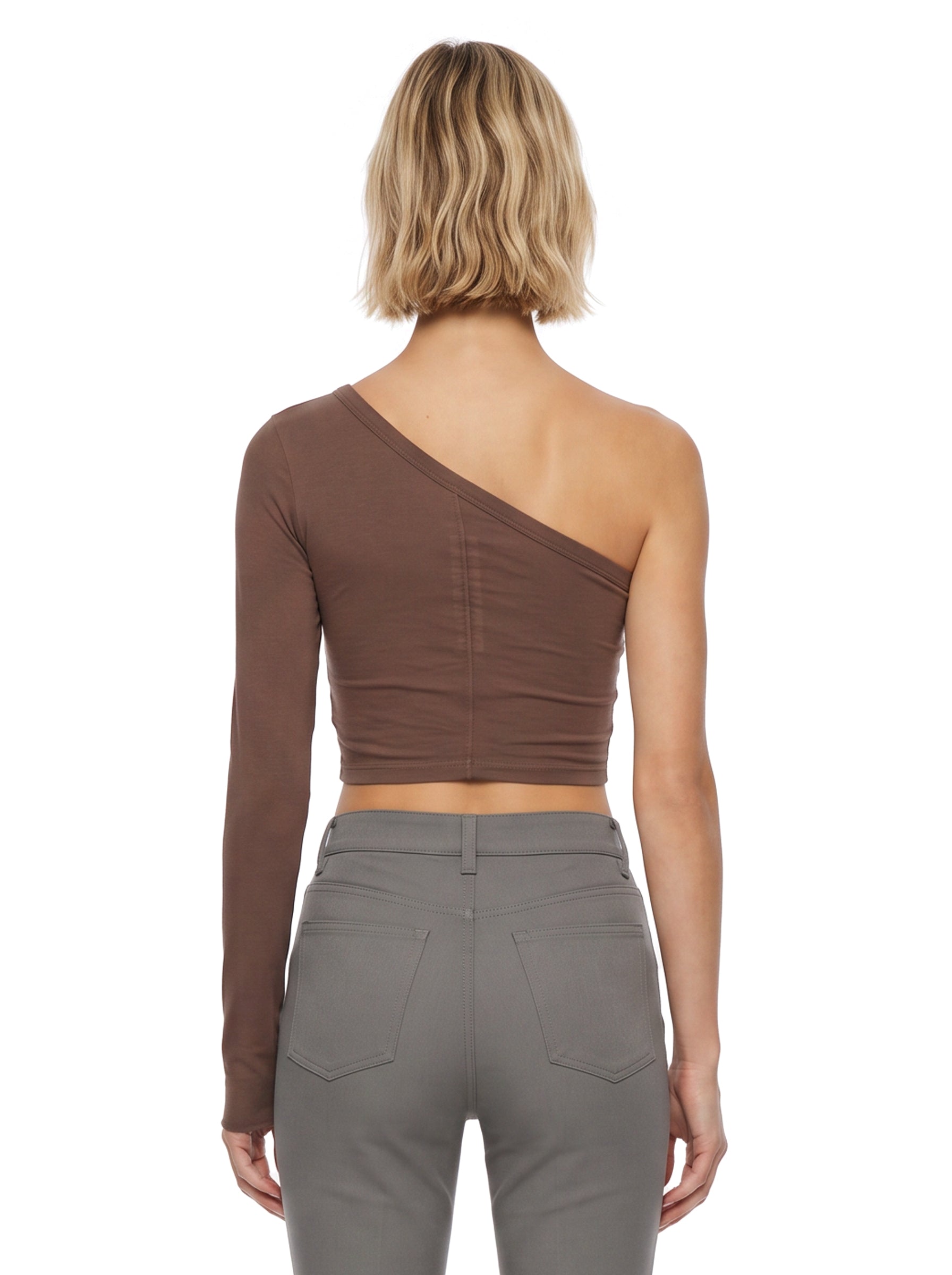 T-shirt monospalla Ziggy in marrone 