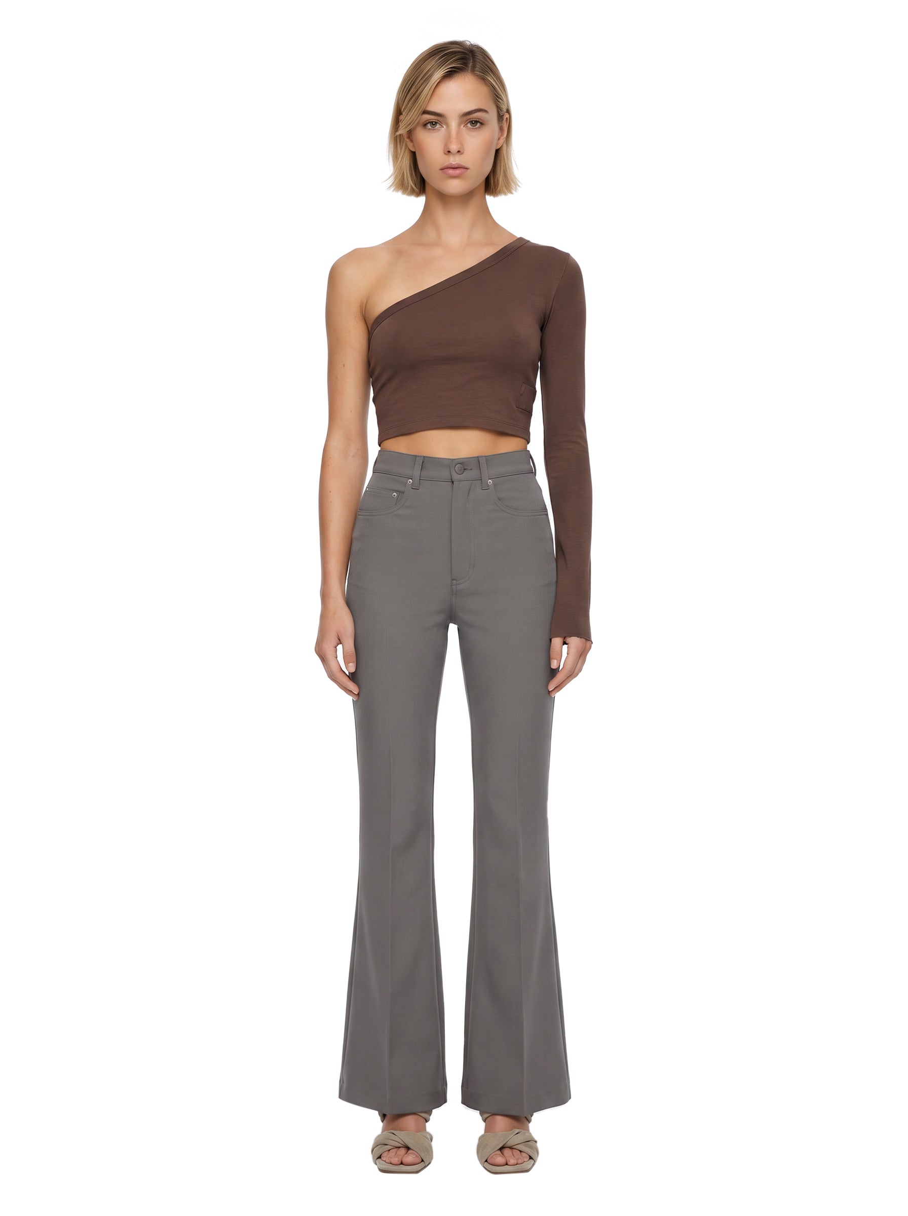 T-shirt monospalla Ziggy in marrone 